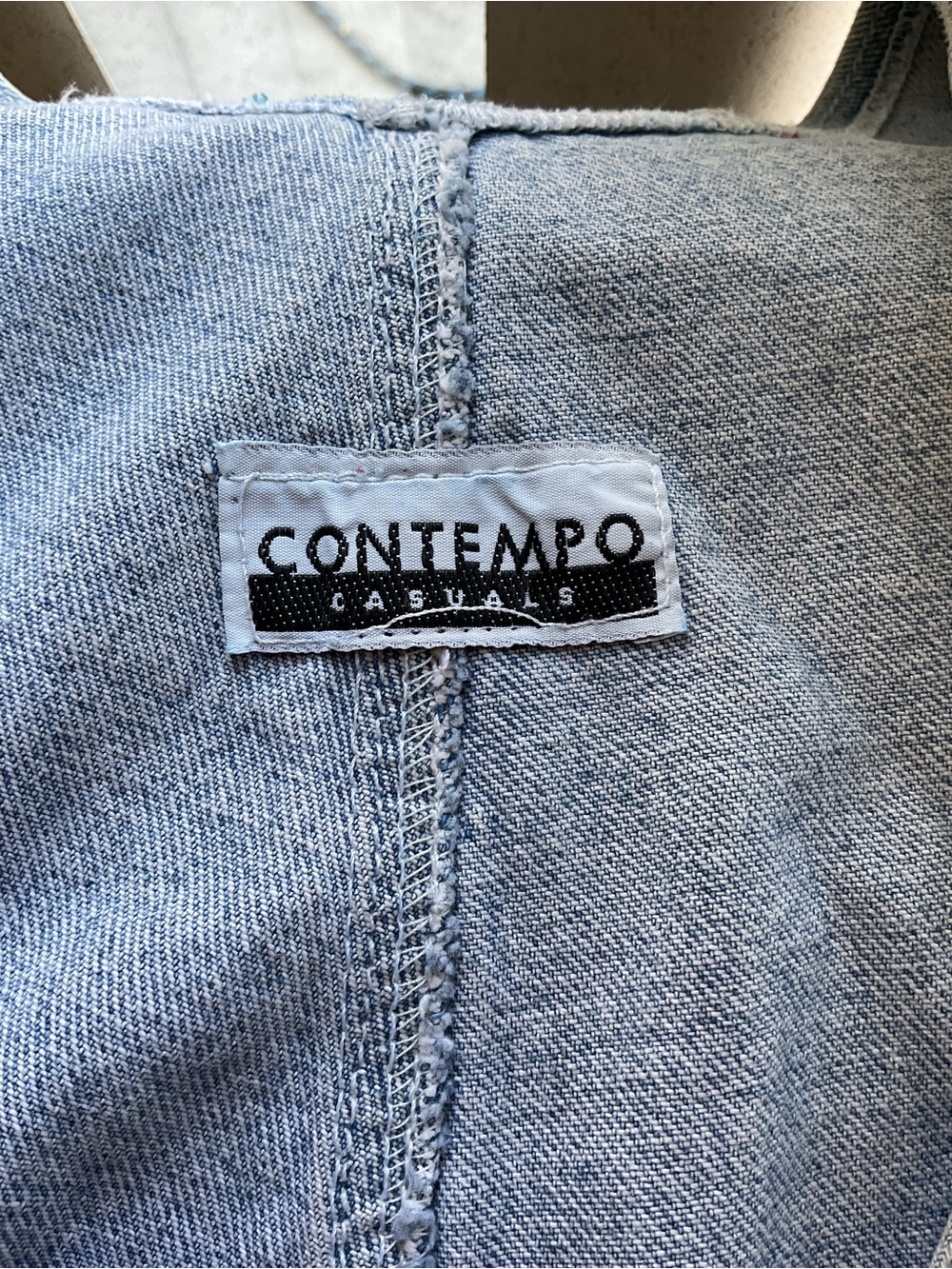 Vintage 90s Contempo Casuals Denim Overalls M American Flag Stars Stripes - Picture 11 of 11